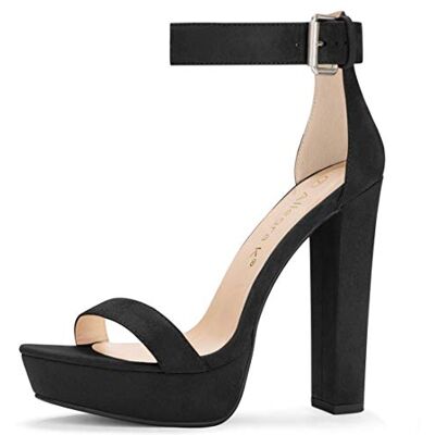 Allegra K Women Platform Chunky High Heel Ankle Strap Open Toe Sandals Faux Suede Vamp, Rubber Outsole, ABS Heel, Padded Insole for Comfort, Ankle Strap with Buckle, Party Ready Allegra K Women Platform Chunky High Heel Ankle Strap Open Toe Sandals Faux Suede Vamp, Rubber Outsole, ABS Heel, Padded Insole for Comfort, Ankle Strap with Buckle, Party Ready