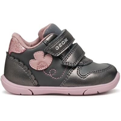 Geox Baby B ZAPITO Girl First Walker Shoe, DK Grey/Rose, 6 UK Child Geox Baby B ZAPITO Girl First Walker Shoe, DK Grey/Rose, 6 UK Child