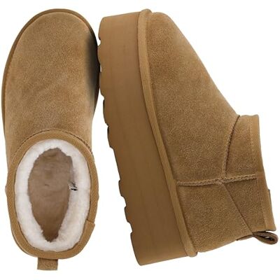 CUSHIONAIRE Women's Hippy Genuine Suede Pull on Platform Boot +Memory Foam, Chestnut 6.5 UK CUSHIONAIRE Women's Hippy Genuine Suede Pull on Platform Boot +Memory Foam, Chestnut 6.5 UK