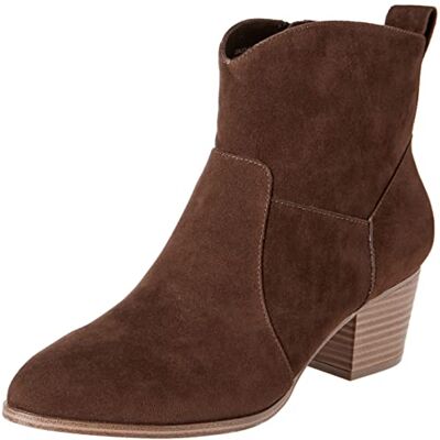 Amazon Essentials Women's Western Cowboy Ankle Boots with Stacked Heel, Dark Toffee Brown, 7.5 UK Amazon Essentials Women's Western Cowboy Ankle Boots with Stacked Heel, Dark Toffee Brown, 7.5 UK