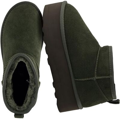 CUSHIONAIRE Women's Hippy Genuine Suede Pull on Platform Boot +Memory Foam, Green 6.5 UK CUSHIONAIRE Women's Hippy Genuine Suede Pull on Platform Boot +Memory Foam, Green 6.5 UK