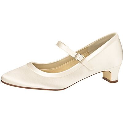Rainbow Club Bridal Shoes Larissa Pumps, Ivory Cream Satin, Simple, Comfortably Padded, Strap, Block Heel, Ladies' Size 41 EU (8 UK) Rainbow Club Bridal Shoes Larissa Pumps, Ivory Cream Satin, Simple, Comfortably Padded, Strap, Block Heel, Ladies' Size 41 EU (8 UK)
