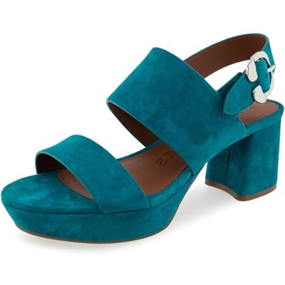 Aerosoles Women's Camera Platform Heeled Sandal, Teal Suede, 7 UK Aerosoles Women's Camera Platform Heeled Sandal, Teal Suede, 7 UK