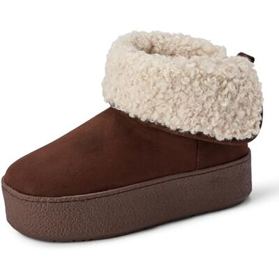 Amazon Essentials Women's Shearling-Lined Platform Ankle Boots, Chestnut Brown Microsuede, 5.5 UK Amazon Essentials Women's Shearling-Lined Platform Ankle Boots, Chestnut Brown Microsuede, 5.5 UK