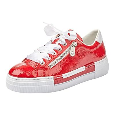 Rieker Women’s Frühjahr/Sommer N49c2 Low-Top Sneakers, Red (Flamme/Weiss/ 33 33), 4 UK Rieker Women’s Frühjahr/Sommer N49c2 Low-Top Sneakers, Red (Flamme/Weiss/ 33 33), 4 UK
