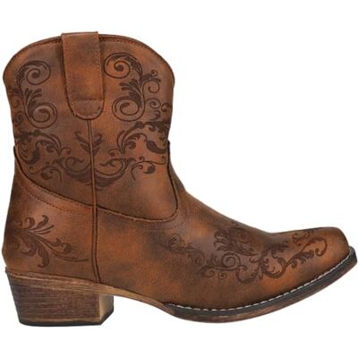 ROPER Women's Short Stuff Embroidery Snip Toe Cowboy Booties Fashion Boot, Tan, 6 UK ROPER Women's Short Stuff Embroidery Snip Toe Cowboy Booties Fashion Boot, Tan, 6 UK