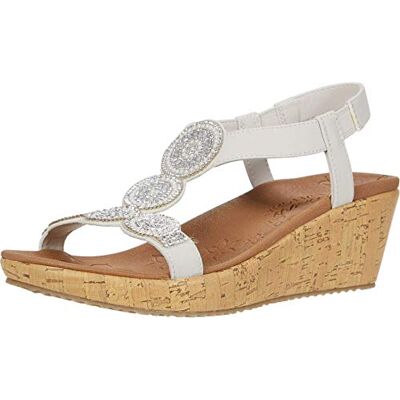Skechers Women's Beverlee-Date Glam Wedge Sandal, Beige, 2.5 UK Skechers Women's Beverlee-Date Glam Wedge Sandal, Beige, 2.5 UK