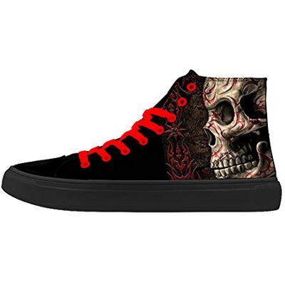 FIRST DANCE Men's Black Skull Punk Rock Joker Print High Top Sneakers Size 10.5 FIRST DANCE Men's Black Skull Punk Rock Joker Print High Top Sneakers Size 10.5
