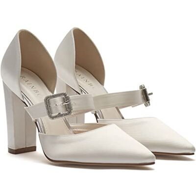 Rainbow Club Savannah Ivory Retro Feel Wedding Shoes, Closed Toe, Strap, Block Heel, 4.5 Rainbow Club Savannah Ivory Retro Feel Wedding Shoes, Closed Toe, Strap, Block Heel, 4.5