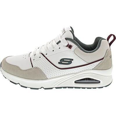 Skechers Men's Uno Retro One Sneaker, White Leather/Suede/Green Mesh/Burg Tri, 7 UK Skechers Men's Uno Retro One Sneaker, White Leather/Suede/Green Mesh/Burg Tri, 7 UK