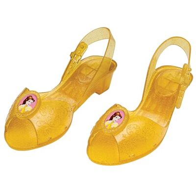 Disguise Disney Princess Belle Jelly Shoes for Kids, Official Disney Licensed Dress Up Accessory, Yellow Sparkly Design with Character Brooch, Comfortable Fit with Detailed Design Disguise Disney Princess Belle Jelly Shoes for Kids, Official Disney Licensed Dress Up Accessory, Yellow Sparkly Design with Character Brooch, Comfortable Fit with Detailed Design