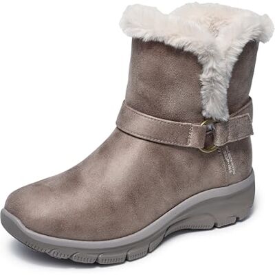 Skechers Womens Easy Going Dreamers Move Ankle Boot, Dark Taupe Microleather Buckle Trim, 4 UK Skechers Womens Easy Going Dreamers Move Ankle Boot, Dark Taupe Microleather Buckle Trim, 4 UK