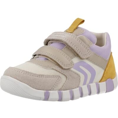 Geox Baby Girl B IUPIDOO Girl C Trainers, Beige/Lilac, 18 EU Geox Baby Girl B IUPIDOO Girl C Trainers, Beige/Lilac, 18 EU