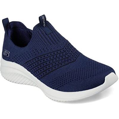 Skechers Women's Ultra Flex 3.0 Classy Charm Sneaker, Navy Knit/Trim, 3 UK Skechers Women's Ultra Flex 3.0 Classy Charm Sneaker, Navy Knit/Trim, 3 UK