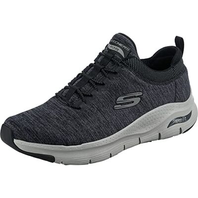 Skechers Men's Arch Fit Waveport Sneaker, Black Mesh/Gray Trim, 5.5 UK Skechers Men's Arch Fit Waveport Sneaker, Black Mesh/Gray Trim, 5.5 UK
