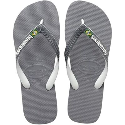 Havaianas Brasil Mix Unisex Adults FlipFlop Steel Grey/White/White 4.5/5 UK Havaianas Brasil Mix Unisex Adults FlipFlop Steel Grey/White/White 4.5/5 UK