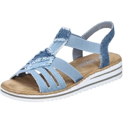 Rieker Women's V0678 Wedge Sandals, blue, 7.5 UK Rieker Women's V0678 Wedge Sandals, blue, 7.5 UK