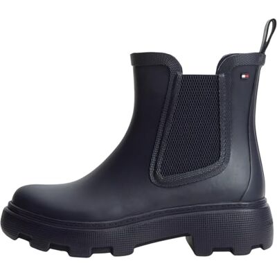 Tommy Hilfiger Women Rubber Flag Cleated Rainboot FW0FW09387 Rainboots, BLUE, 6 Tommy Hilfiger Women Rubber Flag Cleated Rainboot FW0FW09387 Rainboots, BLUE, 6