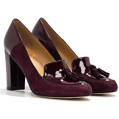 LEHOOR Women Chunky Block High Heel Fringed Pumps Round Toe, Slip On Dress Loafers with Tassel Suede Patent Leather Patchwork for Ladies Girls Office 4-13 M US Purple Size: 5.5 UK LEHOOR Women Chunky Block High Heel Fringed Pumps Round Toe, Slip On Dress Loafers with Tassel Suede Patent Leather Patchwork for Ladies Girls Office 4-13 M US Purple Size: 5.5 UK