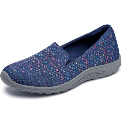 Skechers Women's Reggae Fest-Wicker-Engineered Knit Twin Gore Slip on (Willows) Loafer Flat, Navy, 4.5 UK Skechers Women's Reggae Fest-Wicker-Engineered Knit Twin Gore Slip on (Willows) Loafer Flat, Navy, 4.5 UK