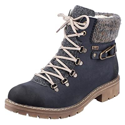 Rieker Ladies Fur Lined Ankle Boots Y9131-14 Blue Combi Synthetic UK Size 4 EU Size 37 US Size 6 Rieker Ladies Fur Lined Ankle Boots Y9131-14 Blue Combi Synthetic UK Size 4 EU Size 37 US Size 6