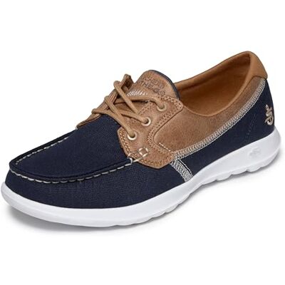 Skechers Women's Go Walk Lite Coral Boat Shoes, Navy Textile/ White Trim, 5 UK Skechers Women's Go Walk Lite Coral Boat Shoes, Navy Textile/ White Trim, 5 UK