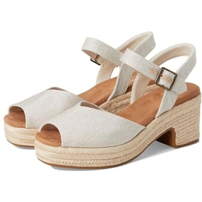 TOMS Women's Isla Peep Toe Heeled Sandal, Natural Yarn Dye, 8 UK TOMS Women's Isla Peep Toe Heeled Sandal, Natural Yarn Dye, 8 UK