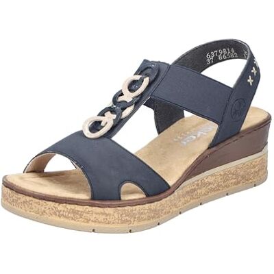Rieker Women's 63798 Wedge Sandals, Blue 14, 6 UK Rieker Women's 63798 Wedge Sandals, Blue 14, 6 UK