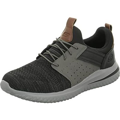 Skechers Men's DELSON 3.0 CICADA Sneaker, Black Gray Knitted Mesh W/Synthetic, 11 UK Skechers Men's DELSON 3.0 CICADA Sneaker, Black Gray Knitted Mesh W/Synthetic, 11 UK