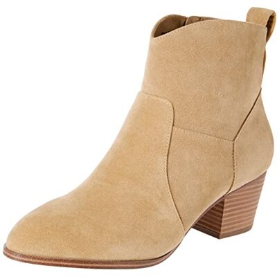 Amazon Essentials Women's Western Cowboy Ankle Boots with Stacked Heel, Tan, 7 UK Amazon Essentials Women's Western Cowboy Ankle Boots with Stacked Heel, Tan, 7 UK