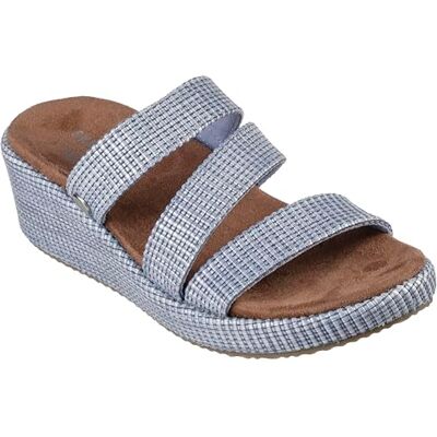 Skechers Women's Martha Stewart Arch Fit Beverlee-Morningside Wedge Sandal, Blue, 10 Skechers Women's Martha Stewart Arch Fit Beverlee-Morningside Wedge Sandal, Blue, 10