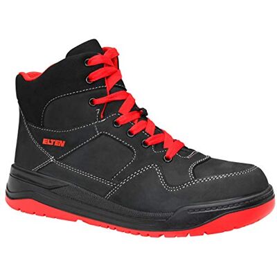 ELTEN Maverick Black-Red Mid ESD S3 Safety Shoes Men's Sporty Trainers Lightweight Black/Red Steel Toe Cap Size 44 ELTEN Maverick Black-Red Mid ESD S3 Safety Shoes Men's Sporty Trainers Lightweight Black/Red Steel Toe Cap Size 44
