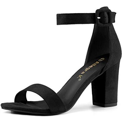 Allegra K Woman Open Toe Chunky High Heel Ankle Buckle Strap Sandals Black 5 UK/Label Size 7 US Allegra K Woman Open Toe Chunky High Heel Ankle Buckle Strap Sandals Black 5 UK/Label Size 7 US
