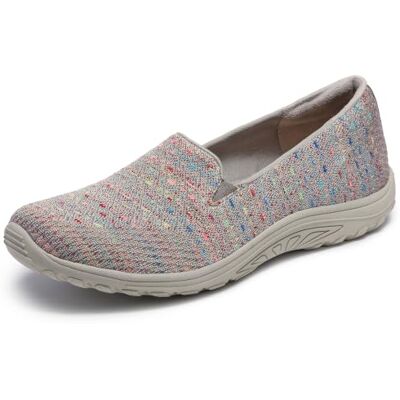 Skechers Women's Reggae Fest-Wicker-Engineered Knit Twin Gore Slip on (Willows) Loafer Flat, Taupe, 4.5 UK Skechers Women's Reggae Fest-Wicker-Engineered Knit Twin Gore Slip on (Willows) Loafer Flat, Taupe, 4.5 UK