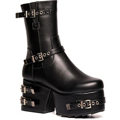 LAMODA Moonwalker Chunky Platform Wedge Boots, EU 37, Black PU, 5 UK LAMODA Moonwalker Chunky Platform Wedge Boots, EU 37, Black PU, 5 UK