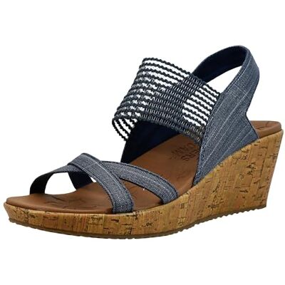 Skechers Women's Beverlee-High Tea Wedge Sandal, Navy, 3.5 UK Skechers Women's Beverlee-High Tea Wedge Sandal, Navy, 3.5 UK