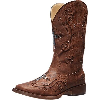 ROPER Women's Faith Rhinestone Square Toe Cowboy BootsWestern Boot ROPER Women's Faith Rhinestone Square Toe Cowboy BootsWestern Boot