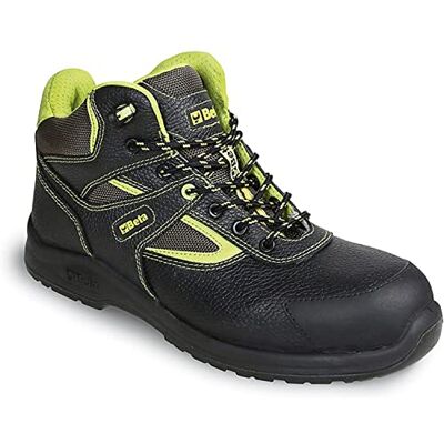 Beta 7221PEK Safety Shoes for Men and Women, Lace-Up Leather Work Shoes with Protective Cap (Water Resistant and Quick Stripe), Black/Green, Black Green, 10.5 UK Beta 7221PEK Safety Shoes for Men and Women, Lace-Up Leather Work Shoes with Protective Cap (Water Resistant and Quick Stripe), Black/Green, Black Green, 10.5 UK
