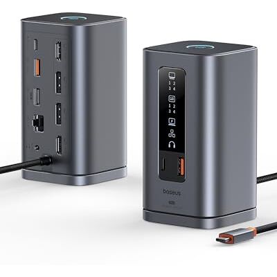 Baseus Docking Station Spacemate Series 11-in-1 Docking Station 3 Monitors with 2 x HDMI 1 x DP 4K @ 60Hz, 3 x USB-A/C 10 Gbps, 1 Gbps Ethernet, 100 W PD, Compatible with Laptop Baseus Docking Station Spacemate Series 11-in-1 Docking Station 3 Monitors with 2 x HDMI 1 x DP 4K @ 60Hz, 3 x USB-A/C 10 Gbps, 1 Gbps Ethernet, 100 W PD, Compatible with Laptop