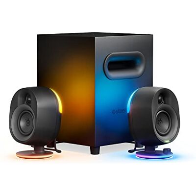 SteelSeries Arena 7 Illuminated 2.1 Gaming Speakers – 2-Way Speaker Design – Powerful Bass, Subwoofer – USB, Aux, Optical, Wired – Bluetooth – PC, PlayStation, Mobile, Mac UK Plug SteelSeries Arena 7 Illuminated 2.1 Gaming Speakers – 2-Way Speaker Design – Powerful Bass, Subwoofer – USB, Aux, Optical, Wired – Bluetooth – PC, PlayStation, Mobile, Mac UK Plug