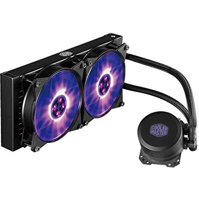 Cooler Master MasterLiquid ML240L RGB CPU Liquid Cooler Custom Lighting Effects, Dual Dissipation Pump and Dual 120 mm Air Balance Fans Cooler Master MasterLiquid ML240L RGB CPU Liquid Cooler Custom Lighting Effects, Dual Dissipation Pump and Dual 120 mm Air Balance Fans