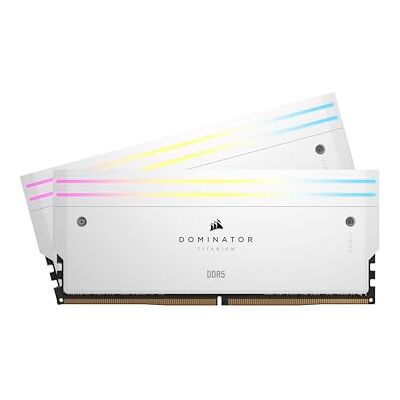 Corsair DOMINATOR TITANIUM RGB DDR5 RAM 32GB (2x16GB) DDR5 Up to 6000MHz CL30 Intel XMP iCUE Compatible Computer Memory White (CMP32GX5M2B6000C30W) Corsair DOMINATOR TITANIUM RGB DDR5 RAM 32GB (2x16GB) DDR5 Up to 6000MHz CL30 Intel XMP iCUE Compatible Computer Memory White (CMP32GX5M2B6000C30W)