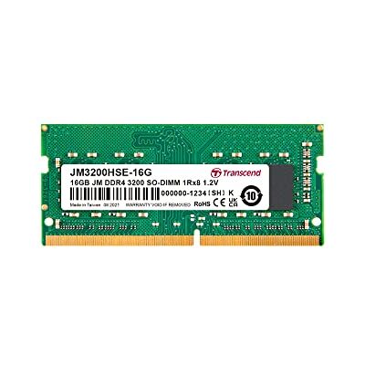 Transcend JetRam 16GB DDR4 RAM 3200MHz Unbuffered SO-DIMM 1Rx8 CL22 1.2V, JM3200HSE-16G Transcend JetRam 16GB DDR4 RAM 3200MHz Unbuffered SO-DIMM 1Rx8 CL22 1.2V, JM3200HSE-16G