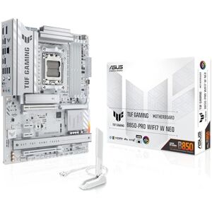 Asus TUF Gaming B850-PRO WiFi7 Neo, AMD ATX Motherboard, 14+2+1 Power Stages, DDR5 Slot, PCIe 5.0 Ready, 3 M.2 Slots, WiFi 7, Realtek Ethernet 2.5GB, USB-C 20Gbps, Aura Sync, White Asus TUF Gaming B850-PRO WiFi7 Neo, AMD ATX Motherboard, 14+2+1 Power Stages, DDR5 Slot, PCIe 5.0 Ready, 3 M.2 Slots, WiFi 7, Realtek Ethernet 2.5GB, USB-C 20Gbps, Aura Sync, White