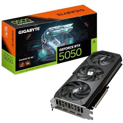 Gigabyte GeForce RTX 5050 GAMING OC 8G Graphics Card 8GB GDDR6, 128bit, PCI-E 5.0, 2632MHz Core Clock, 2 x DP, 2 x HDMI, NVIDIA DLSS 4, GV-N5050GAMING OC-8GD Gigabyte GeForce RTX 5050 GAMING OC 8G Graphics Card 8GB GDDR6, 128bit, PCI-E 5.0, 2632MHz Core Clock, 2 x DP, 2 x HDMI, NVIDIA DLSS 4, GV-N5050GAMING OC-8GD