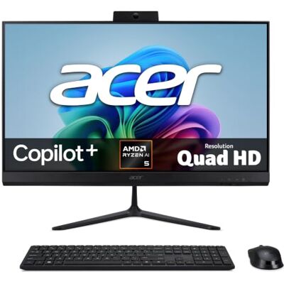 Acer Aspire C27B All-in-One Desktop PC AMD Ryzen 5 330, 16GB, 512GB SSD, Integrated Graphics, 27" QHD Display, Windows 11, Black Acer Aspire C27B All-in-One Desktop PC AMD Ryzen 5 330, 16GB, 512GB SSD, Integrated Graphics, 27" QHD Display, Windows 11, Black