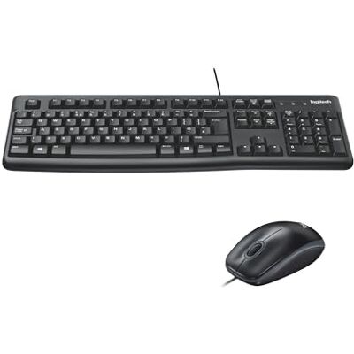 Logitech MK120 Wired Keyboard and Mouse Combo for Windows, Optical Wired Mouse, Full-Size Keyboard, USB Plug-and-Play, Compatible with PC, Laptop, QWERTY UK English Layout Black Logitech MK120 Wired Keyboard and Mouse Combo for Windows, Optical Wired Mouse, Full-Size Keyboard, USB Plug-and-Play, Compatible with PC, Laptop, QWERTY UK English Layout Black