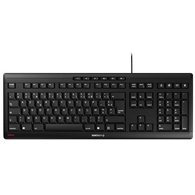 CHERRY STREAM KEYBOARD, Wired Keyboard, French Layout (AZERTY), Whisper-Quiet Keystrokes, Unique Typing Experience, Flat Design, Black CHERRY STREAM KEYBOARD, Wired Keyboard, French Layout (AZERTY), Whisper-Quiet Keystrokes, Unique Typing Experience, Flat Design, Black