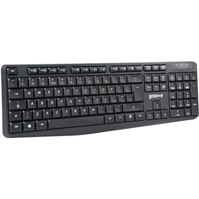 groov e Wireless Full-Size Keyboard Computer Accessories for Laptops and PCs, Ergonomic Design, Silent Keys, 2.4G Wireless Connection, Qwerty Keyboard Black groov e Wireless Full-Size Keyboard Computer Accessories for Laptops and PCs, Ergonomic Design, Silent Keys, 2.4G Wireless Connection, Qwerty Keyboard Black
