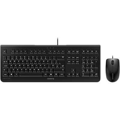 CHERRY DC 2000, Wired Desktop Set, UK Layout (QWERTY), Plug & Play via 1 USB Port, Flat Design, Symmetrical Mouse, Black CHERRY DC 2000, Wired Desktop Set, UK Layout (QWERTY), Plug & Play via 1 USB Port, Flat Design, Symmetrical Mouse, Black